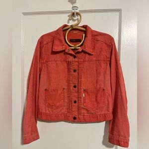 Levi's Vibrant Coral Cord Trucker Jacket